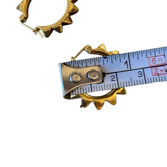 Vtg Tom Binns Spiked Hoop Earrings Gold Plated 1" Punk Rock Avant-Garde Jewelry - Picture 11 of 12